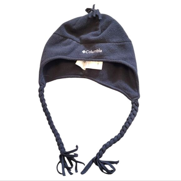 Columbia Black Braided Tassel Youth Fleece Hat One Size - Picture 1 of 5